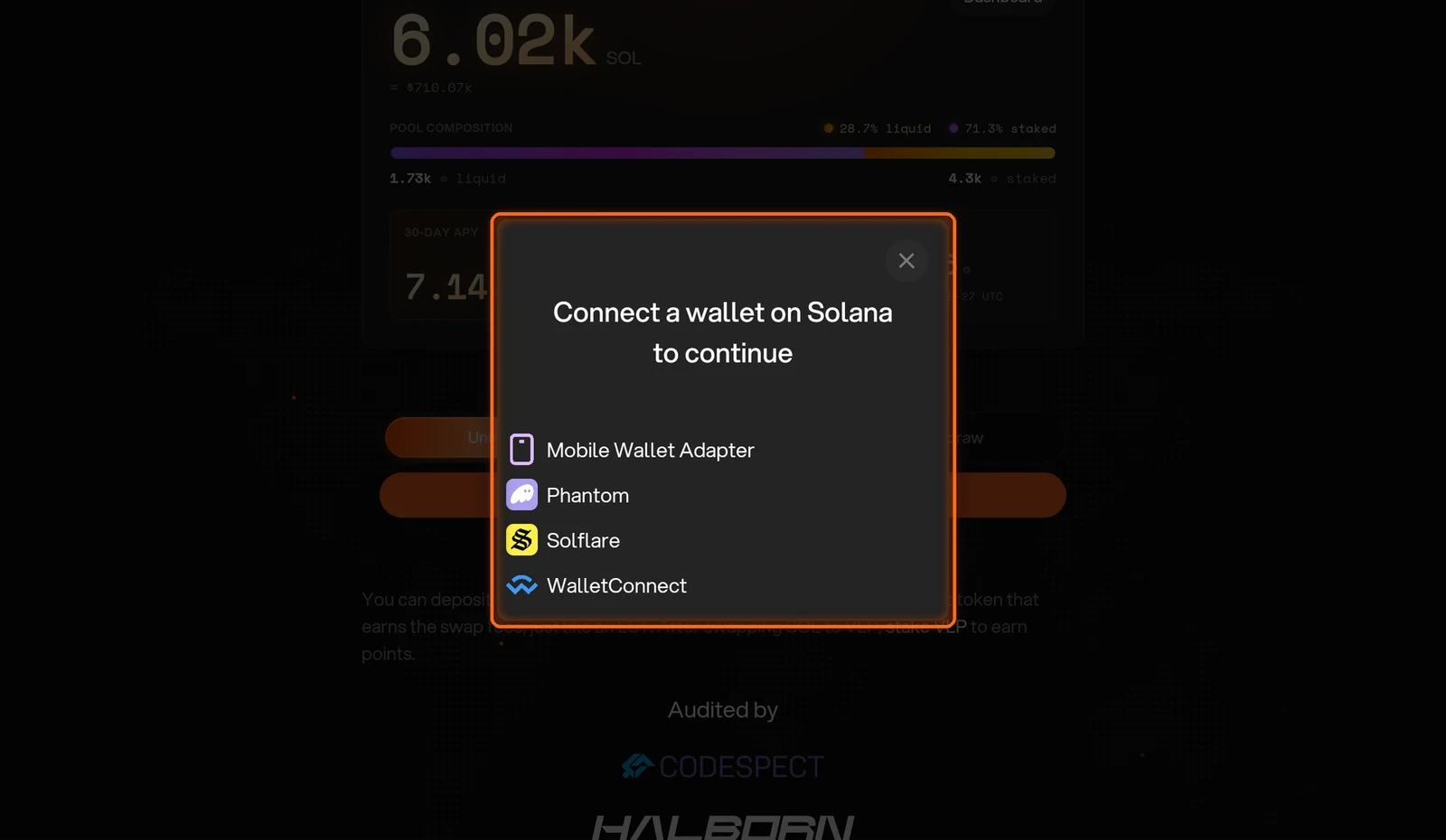 Wallet selection dialog
