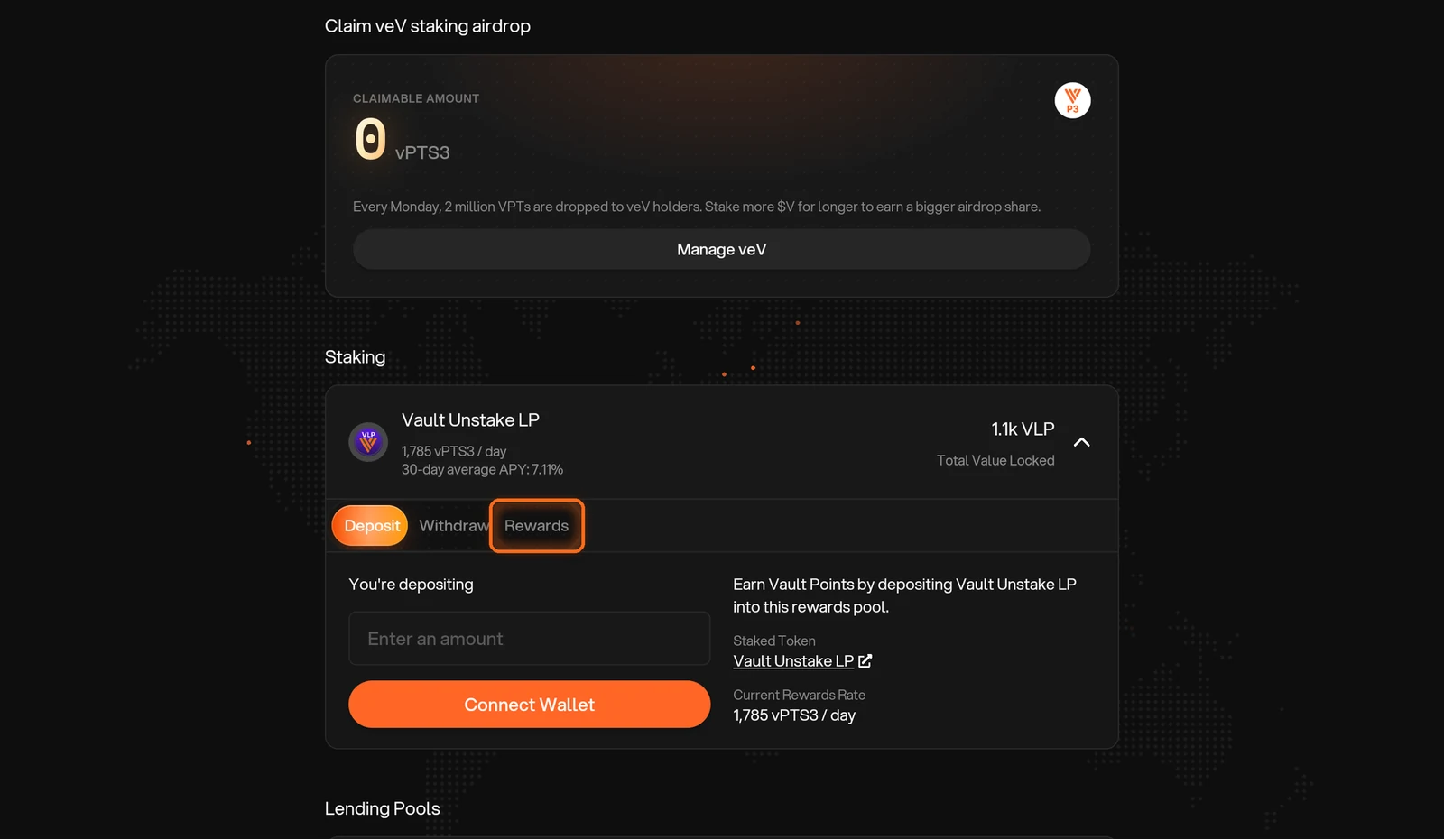 Rewards tab