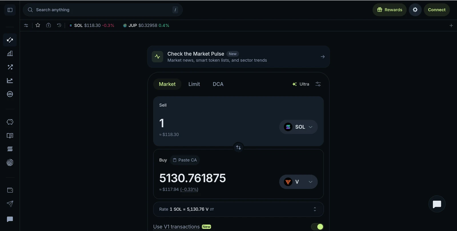 Jupiter wallet connection