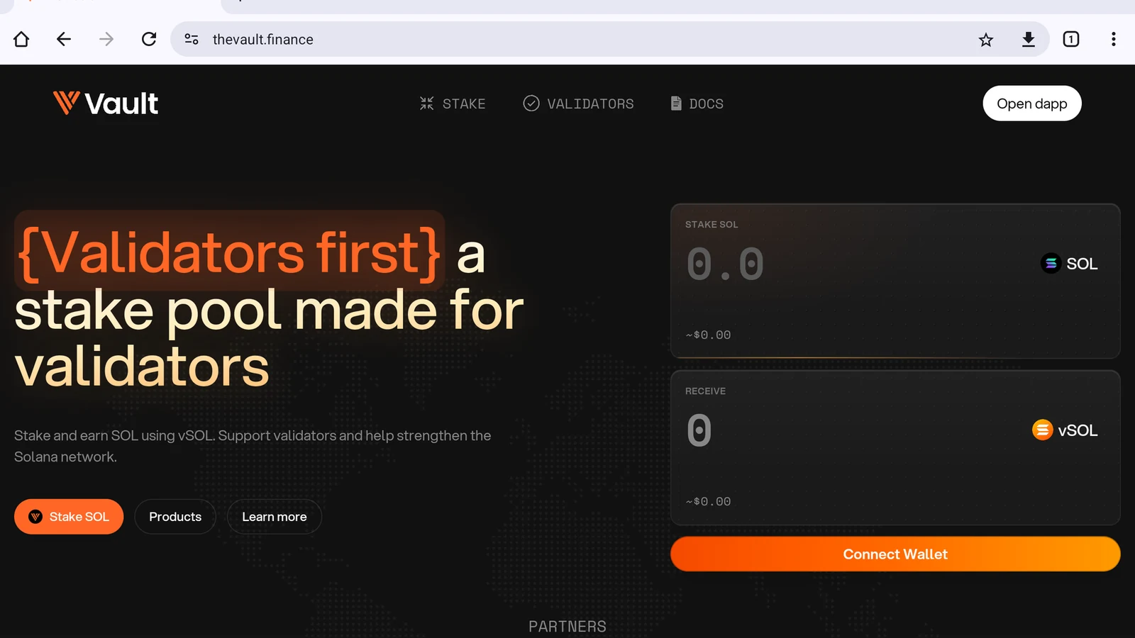 The Vault home page
