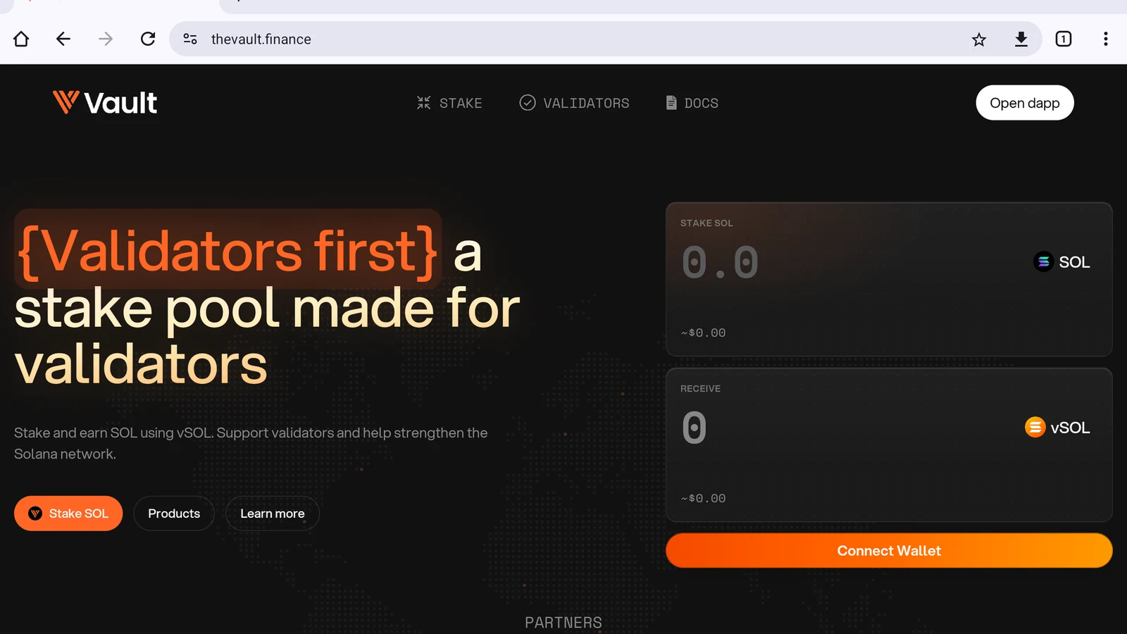 The Vault home page