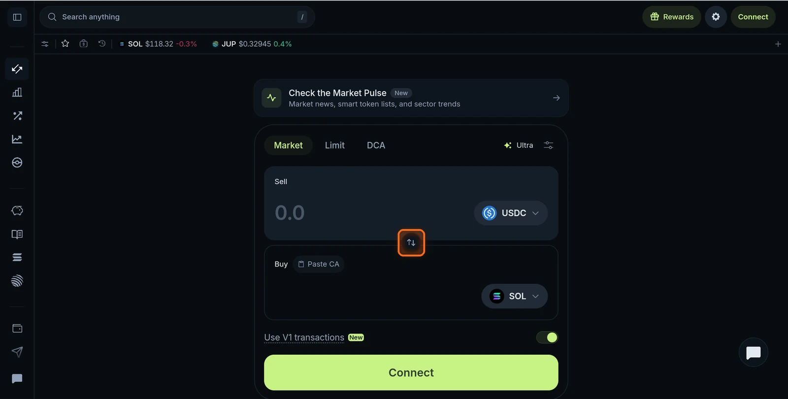Switch arrow between the sell and buy tokens