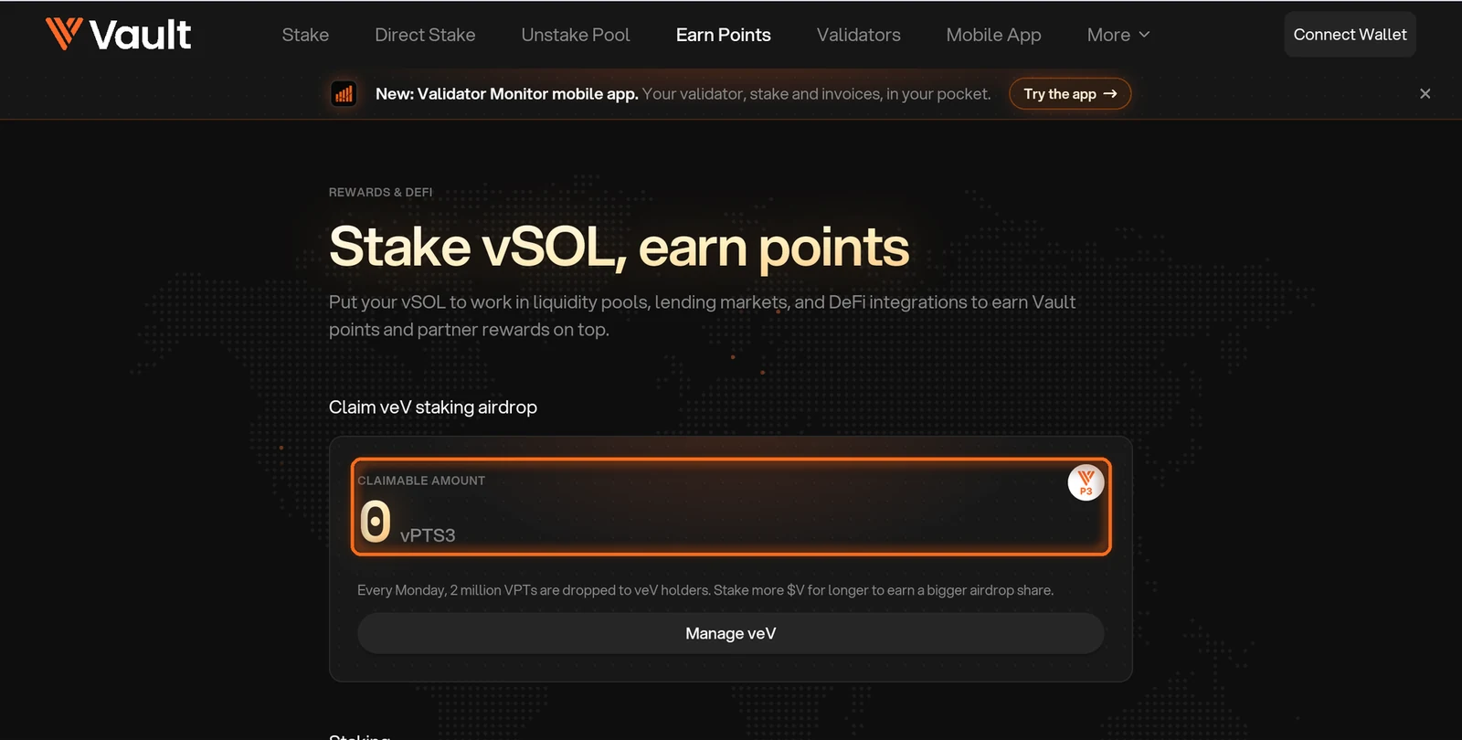 Claim veV staking airdrop card