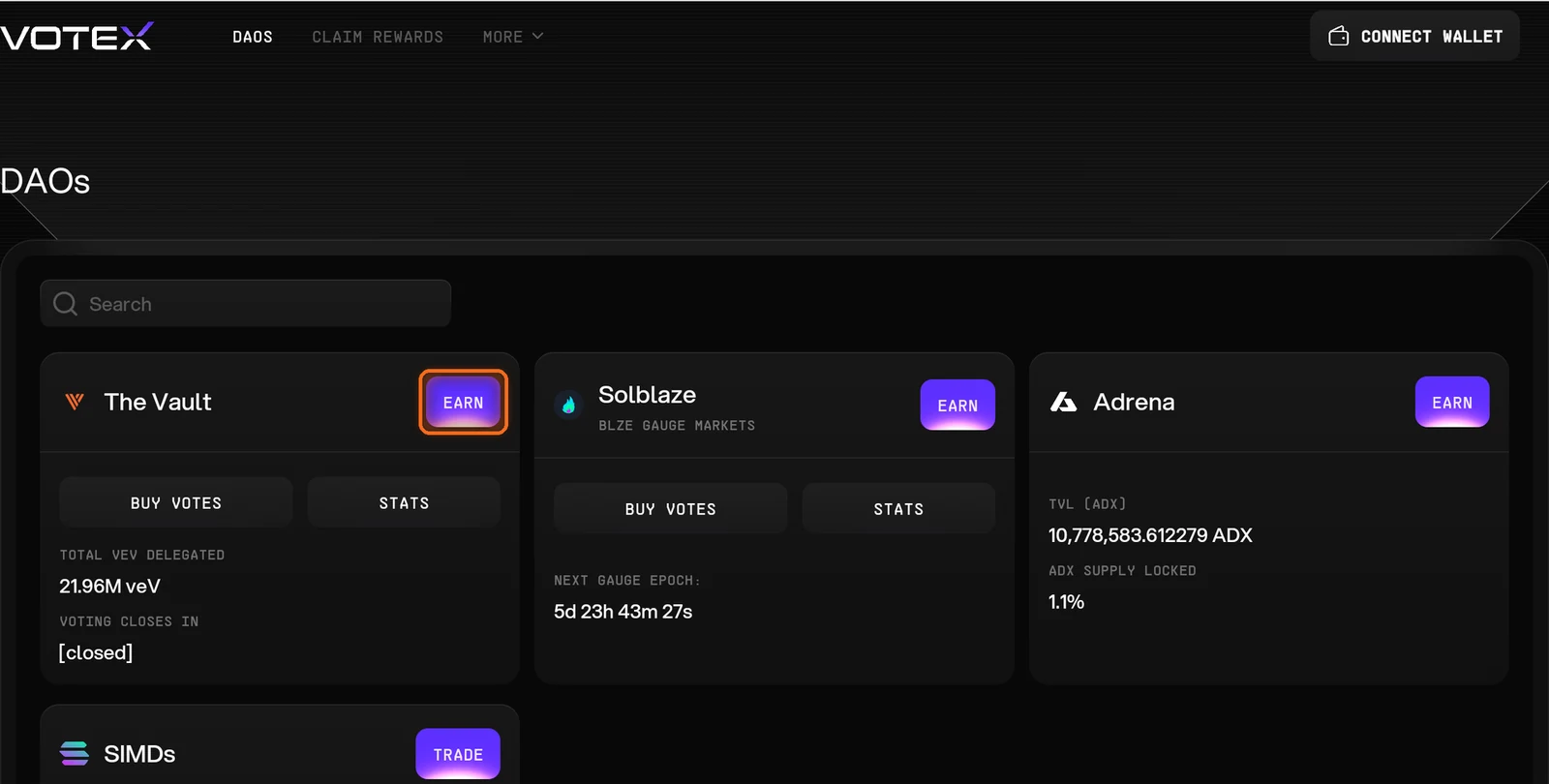 Earn on The Vault card