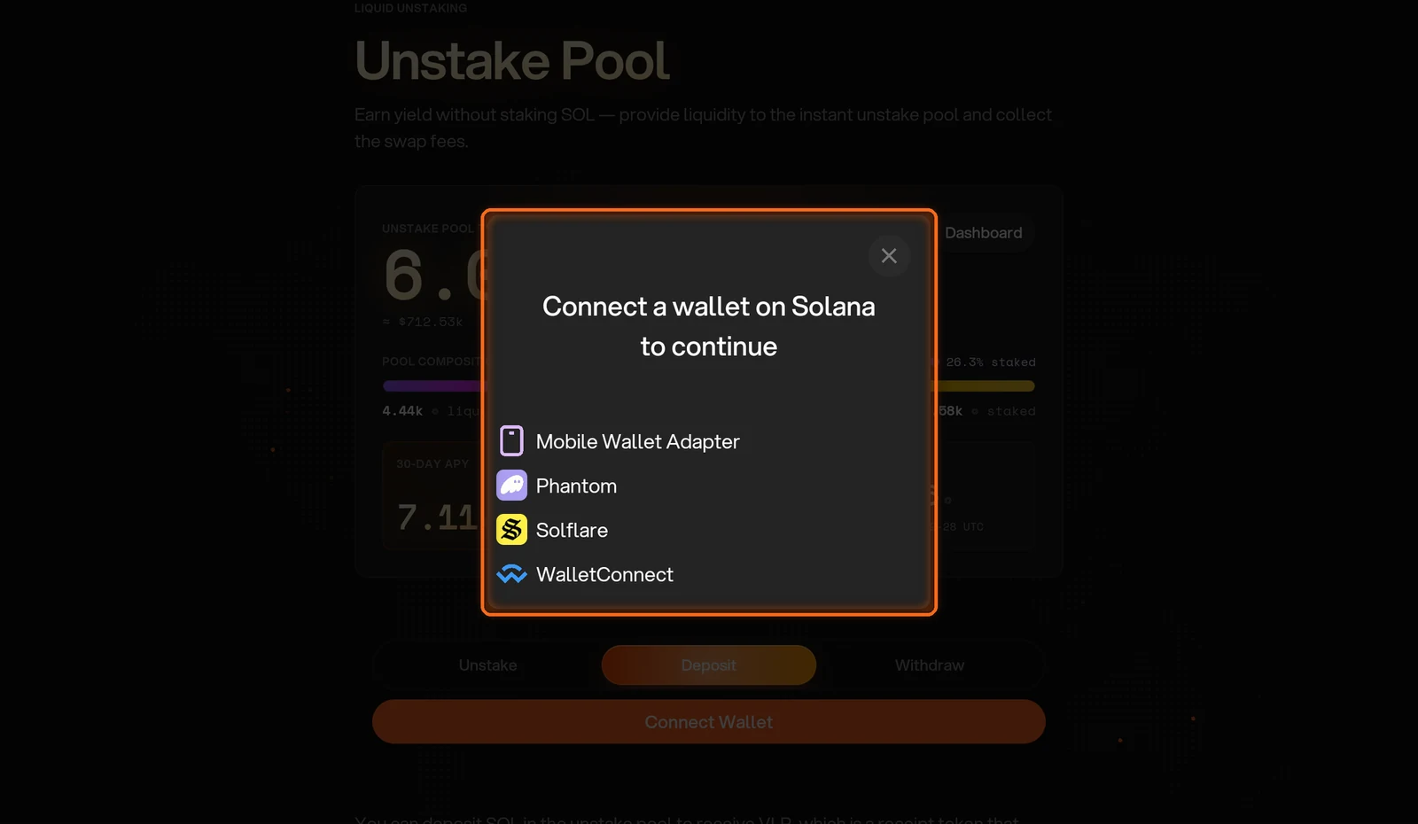 Wallet selection dialog