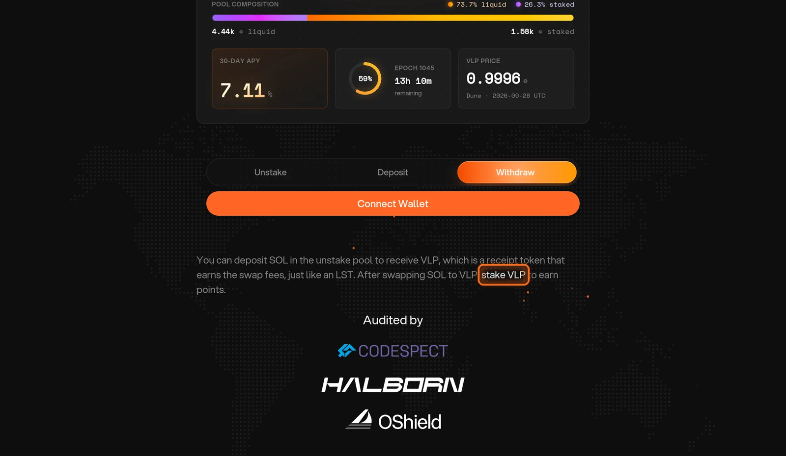 stake VLP link below the form